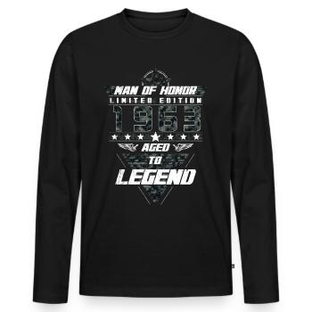 Homme d’honneur Année de naissance 1963 Cadeau de camouflage - T-shirt manches longues Premium bio Homme - noir - Devant - Nico (187cm)