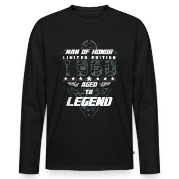 Homme d’honneur Année de naissance 1960 Cadeau de camouflage - T-shirt manches longues Premium bio Homme - noir - Devant - Nico (187cm)