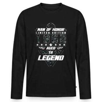 Homme d’honneur Année de naissance 1962 Cadeau de camouflage - T-shirt manches longues Premium bio Homme - noir - Devant - Nico (187cm)