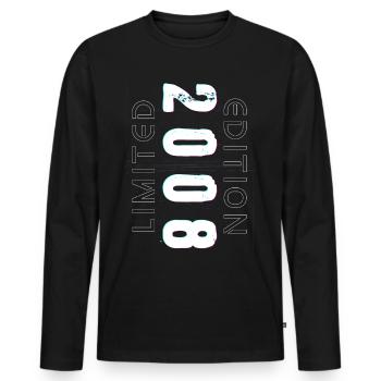 Édition Limitée Année de Naissance 2008 Cadeau Hommes - T-shirt manches longues Premium bio Homme - noir - Devant - Nico (187cm)
