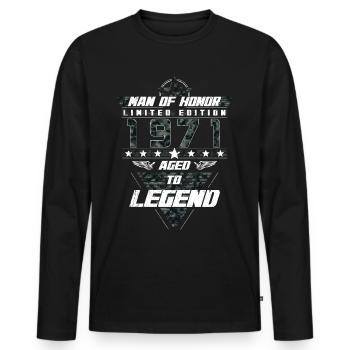 Man of Honor Year of Birth 1971 Camouflage Gift - Men's Premium Organic Long Sleeve Shirt - black - Front - Nico (187cm)