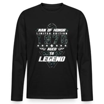 Homme d’honneur Année de naissance 1976 Cadeau de camouflage - T-shirt manches longues Premium bio Homme - noir - Devant - Nico (187cm)
