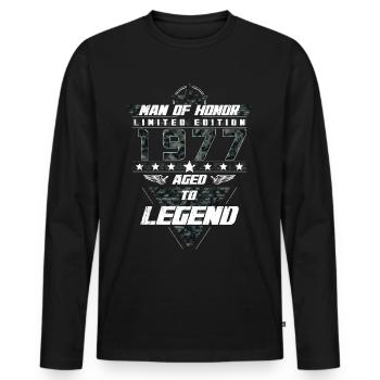 Man of Honor Year of Birth 1977 Camouflage Gift - Men's Premium Organic Long Sleeve Shirt - black - Front - Nico (187cm)