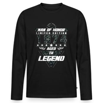 Homme d’honneur Année de naissance 1974 Cadeau de camouflage - T-shirt manches longues Premium bio Homme - noir - Devant - Nico (187cm)