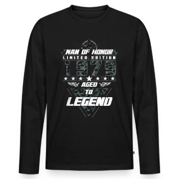 Homme d’honneur Année de naissance 1979 Cadeau de camouflage - T-shirt manches longues Premium bio Homme - noir - Devant - Nico (187cm)