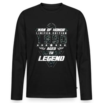Homme d’honneur Année de naissance 1990 Cadeau de camouflage - T-shirt manches longues Premium bio Homme - noir - Devant - Nico (187cm)