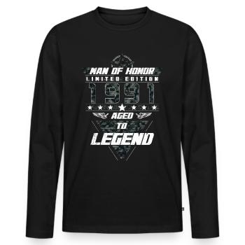 Man of Honor Year of Birth 1991 Camouflage Gift - Men's Premium Organic Long Sleeve Shirt - black - Front - Nico (187cm)