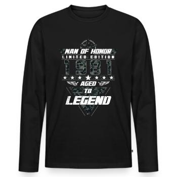 Man of Honor Year of Birth 1981 Camouflage Gift - Men's Premium Organic Long Sleeve Shirt - black - Front - Nico (187cm)