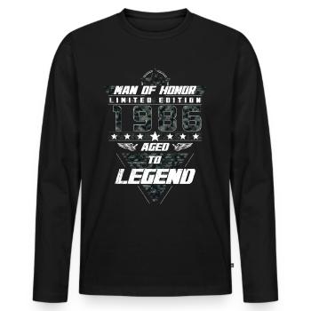 Homme d’honneur Année de naissance 1986 Cadeau de camouflage - T-shirt manches longues Premium bio Homme - noir - Devant - Nico (187cm)