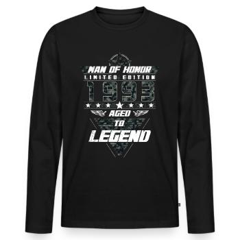 Man of Honor Year of Birth 1993 Camouflage Gift - Men's Premium Organic Long Sleeve Shirt - black - Front - Nico (187cm)