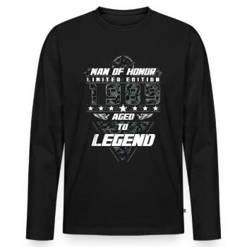 Homme d’honneur Année de naissance 1989 Cadeau de camouflage - T-shirt manches longues Premium bio Homme - noir - Devant - Nico (187cm)