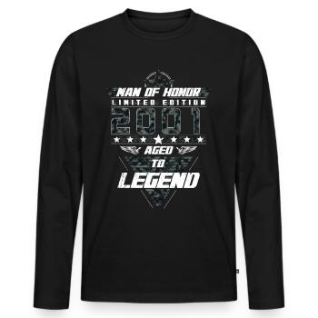 Man of Honor Year of Birth 2001 Camouflage Gift - Men's Premium Organic Long Sleeve Shirt - black - Front - Nico (187cm)