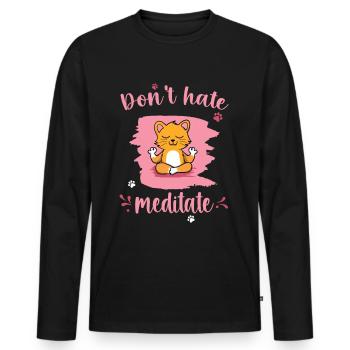 Cat Meditation Relaxation Kittens Cats Yoga - Men's Premium Organic Long Sleeve Shirt - black - Front - Nico (187cm)