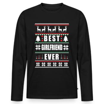 Drôle de Noël moche Meilleure petite amie de tous les temps - T-shirt manches longues Premium bio Homme - noir - Devant - Nico (187cm)
