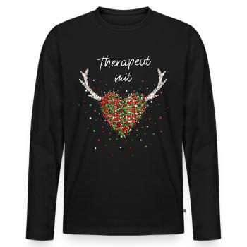 Therapeut mit Herz Therapie Weihnachtsfeier - Männer Premium Bio Langarmshirt - Schwarz - Vorne - Nico (187cm)
