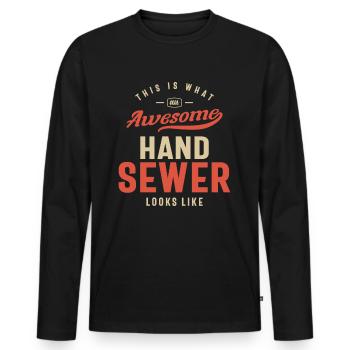 Funny Awesome Hand Sewer Job Occupation - Men's Premium Organic Long Sleeve Shirt - black - Front - Nico (187cm)