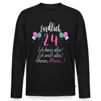 Endlich 24 Ich Kann Alles Ich Weiß Alles - Männer Premium Bio Langarmshirt - Schwarz - Vorne - Nico (187cm)