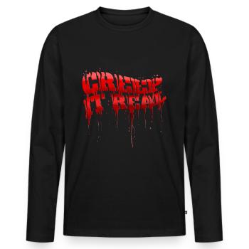 Keep Creep it Real Blood Splatter Letters - T-shirt manches longues Premium bio Homme - noir - Devant - Nico (187cm)