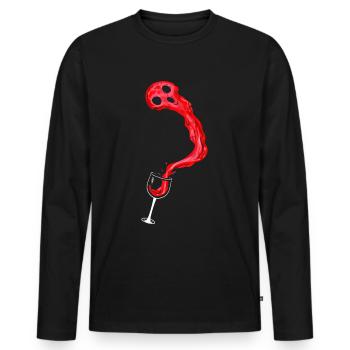 L’ du vin s’échappe du verre de vin - T-shirt manches longues Premium bio Homme - noir - Devant - Nico (187cm)