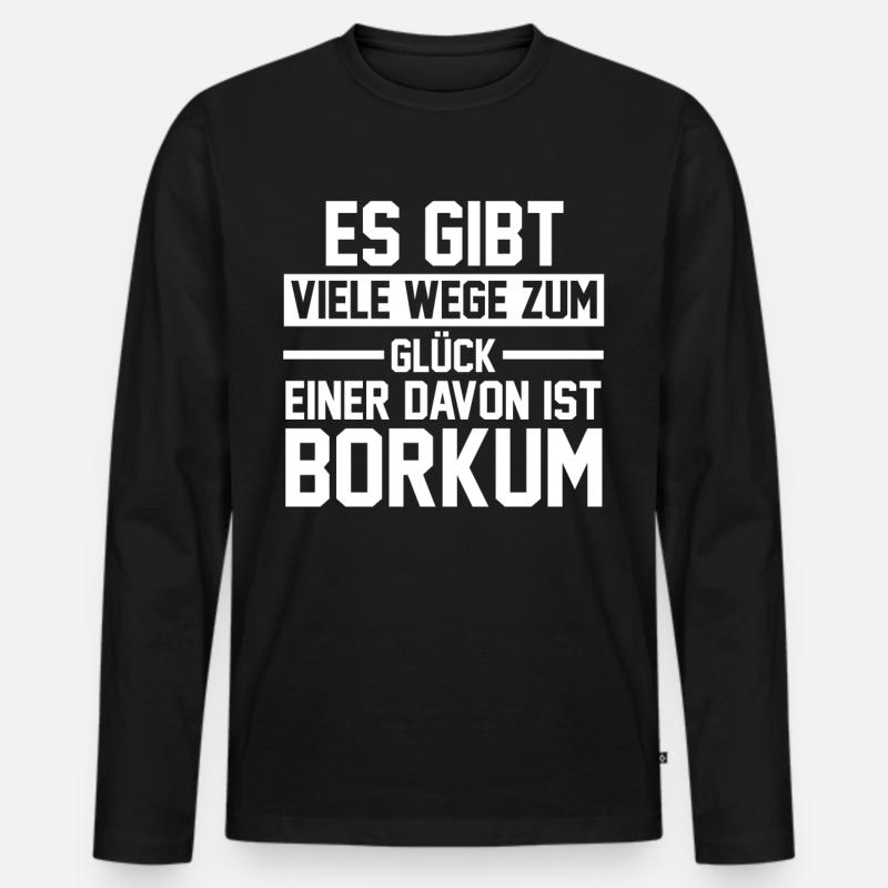 Nordsee Borkum - Männer Premium Bio Langarmshirt - Schwarz