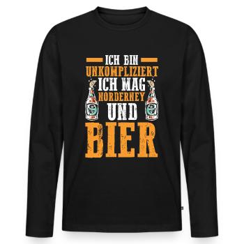 Nordsee Bier Norderney - Männer Premium Bio Langarmshirt - Schwarz - Vorne - Nico (187cm)