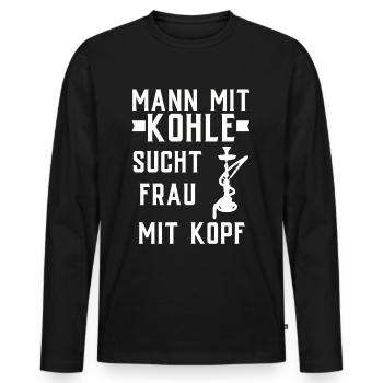 Shisha Geschenk für Wasserpfeife Shishabar Pfeife - Männer Premium Bio Langarmshirt - Schwarz - Vorne - Nico (187cm)