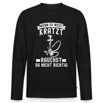 Shisha Tshirt Herren Damen Wasserpfeife Pfeife - Männer Premium Bio Langarmshirt - Schwarz - Vorne - Nico (187cm)