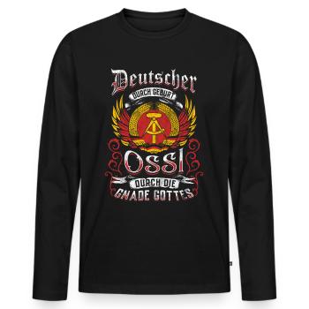Ossi Gift East Germany NVA Germania East - Men's Premium Organic Long Sleeve Shirt - black - Front - Nico (187cm)