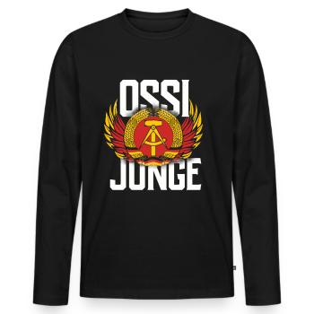 East Germany Gift East Ossi GDR Ostalgia - Men's Premium Organic Long Sleeve Shirt - black - Front - Nico (187cm)