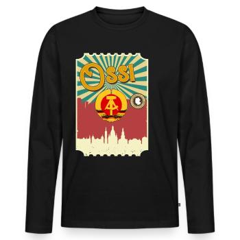 East Germany Gift East Ossi GDR Ostalgia - Men's Premium Organic Long Sleeve Shirt - black - Front - Nico (187cm)