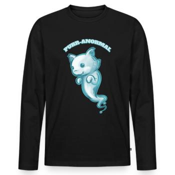 Ronronnement anormal Paranormal Cat Ghost Spirit Halloween - T-shirt manches longues Premium bio Homme - noir - Devant - Nico (187cm)