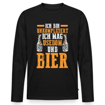 Ostsee Bier Usedom - Männer Premium Bio Langarmshirt - Schwarz - Vorne - Nico (187cm)
