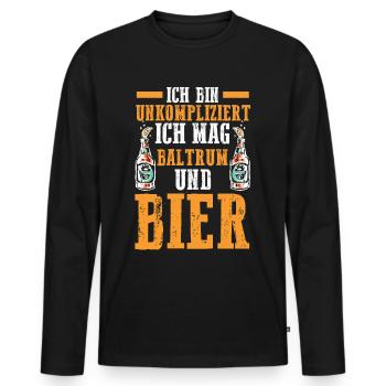 Nordsee Bier Baltrum - Männer Premium Bio Langarmshirt - Schwarz - Vorne - Nico (187cm)