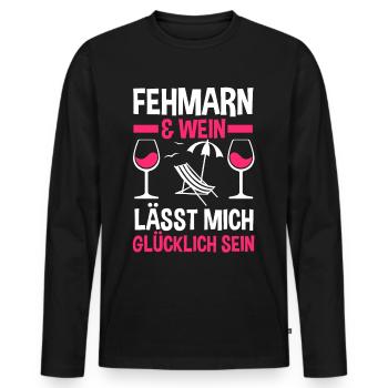 Ostsee Wein Fehmarn - Männer Premium Bio Langarmshirt - Schwarz - Vorne - Nico (187cm)