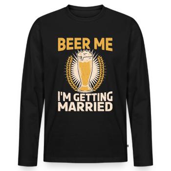 Bière Moi J’épouse mariée ou marié - T-shirt manches longues Premium bio Homme - noir - Devant - Nico (187cm)