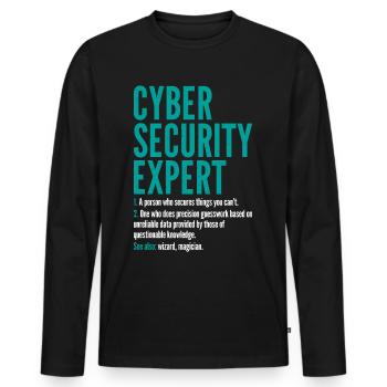 Cyber Security Expert Definition Coding Hacker - Männer Premium Bio Langarmshirt - Schwarz - Vorne - Nico (187cm)
