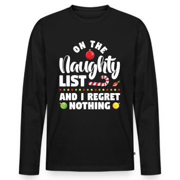 Sur la liste des vilains et je n’ai aucun regret - T-shirt manches longues Premium bio Homme - noir - Devant - Nico (187cm)