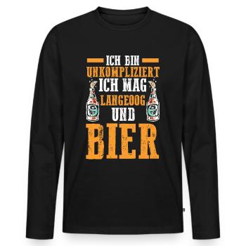 Nordsee Bier Langeoog - Männer Premium Bio Langarmshirt - Schwarz - Vorne - Nico (187cm)