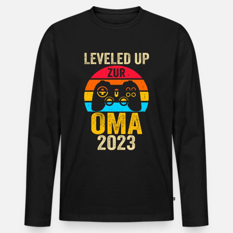 Großmutter 2023 Schwanger Werdende Oma - Männer Premium Bio Langarmshirt - Schwarz