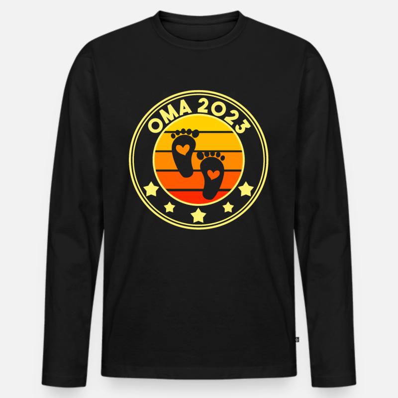 Großmutter 2023 Schwanger Werdende Oma - Männer Premium Bio Langarmshirt - Schwarz