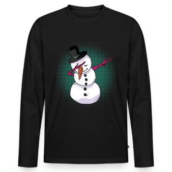 Dabbing Schneeman Christmas Sleeping Shirt Gift - Men's Premium Organic Long Sleeve Shirt - black - Front - Nico (187cm)