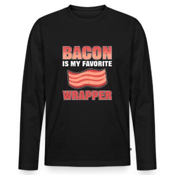 Bacon Is My Favorite Wrapper Bacon Meat BBQ - Men's Premium Organic Long Sleeve Shirt - black - Front - Nico (187cm)