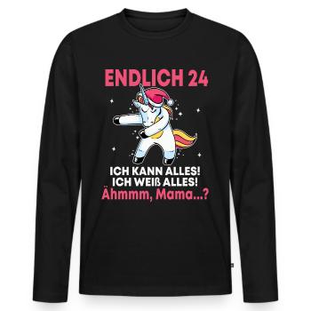 Endlich 24 Ich Kann Alles Ich Weiß Alles - Männer Premium Bio Langarmshirt - Schwarz - Vorne - Nico (187cm)