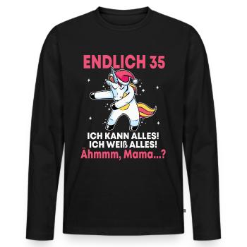 Endlich 35 Ich Kann Alles Ich Weiß Alles - Männer Premium Bio Langarmshirt - Schwarz - Vorne - Nico (187cm)