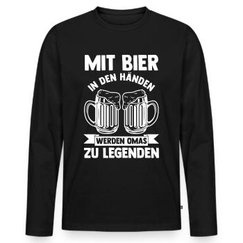 Großmutter Großmama Bier Omi Oma - Männer Premium Bio Langarmshirt - Schwarz - Vorne - Nico (187cm)