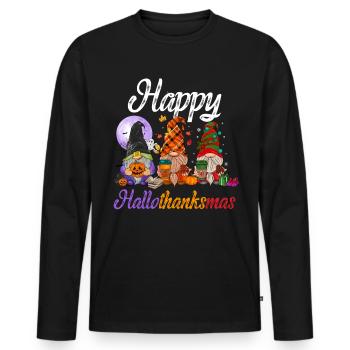 Trois nains Hallothanksmas Halloween Noël - T-shirt manches longues Premium bio Homme - noir - Devant - Nico (187cm)
