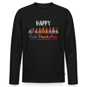 Nains Halloween Noël Joyeux Hallothanksmas - T-shirt manches longues Premium bio Homme - noir - Devant - Nico (187cm)
