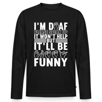 Sourds sourds muets sourds - T-shirt manches longues Premium bio Homme - noir - Devant - Nico (187cm)