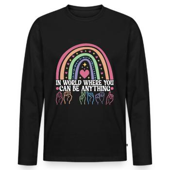 Sourds sourds muets sourds - T-shirt manches longues Premium bio Homme - noir - Devant - Nico (187cm)