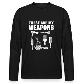 These Are My Weapons Hairdresser Scissors - Männer Premium Bio Langarmshirt - Schwarz - Vorne - Nico (187cm)